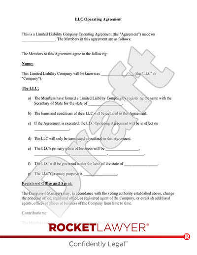North Carolina LLC Operating Agreement document preview